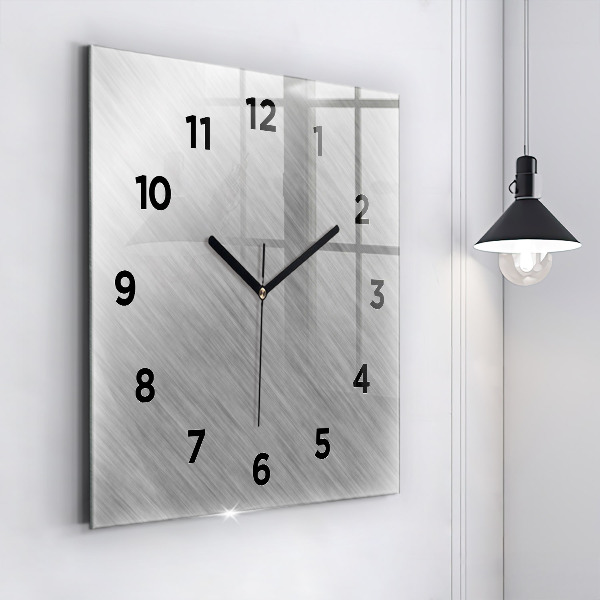 Skleněné hodiny čtvercové Kovová stěna