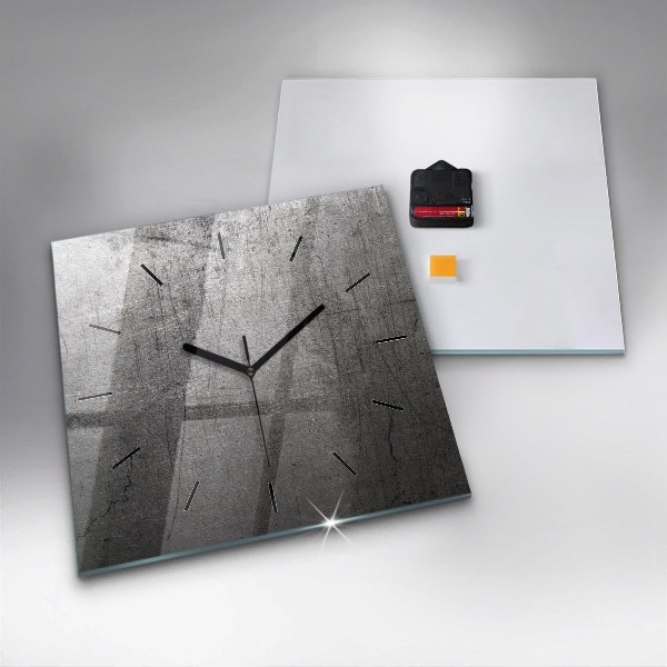 Skleněné hodiny čtvercové Kovová zeď