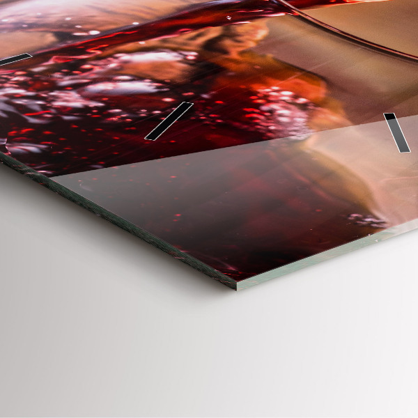 Skleněné hodiny čtvercové Sklenice červeného vína