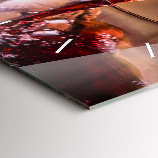 Skleněné hodiny čtvercové Sklenice červeného vína