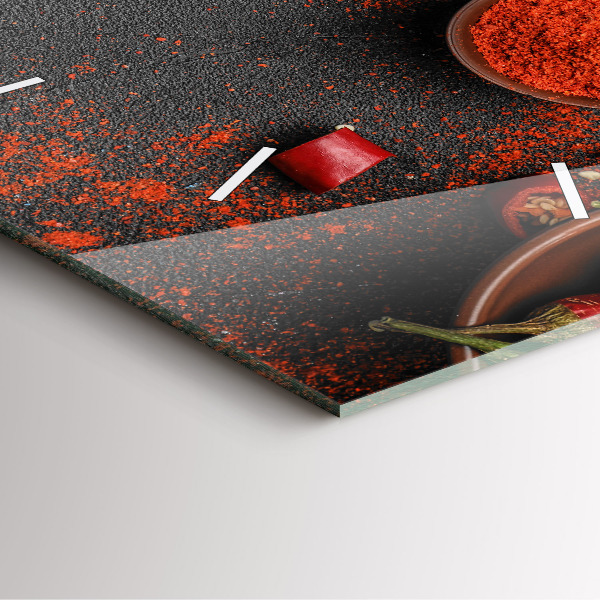 Skleněné hodiny čtvercové Červené papriky