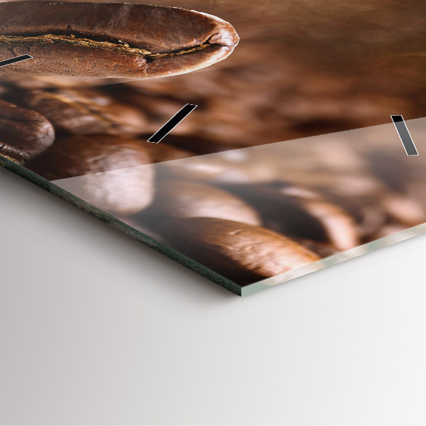 Skleněné hodiny čtvercové Kávová zrna