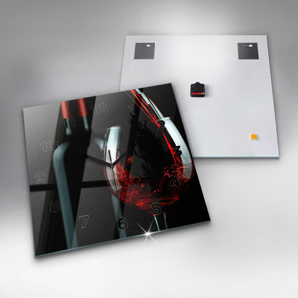 Skleněné hodiny čtvercové Láhev vína
