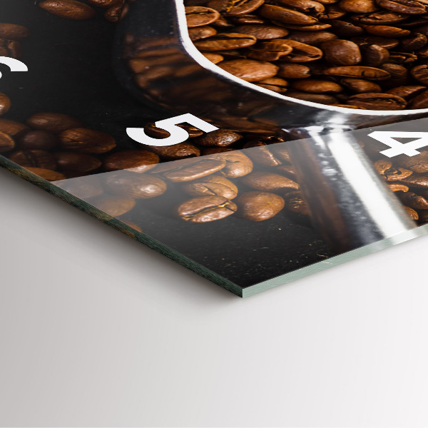 Skleněné hodiny čtvercové Pytel kávových zrn