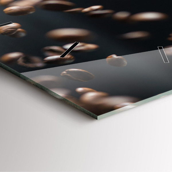 Čtvercové nástěnné hodiny Kávová zrna