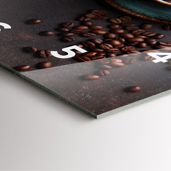 Čtvercové nástěnné hodiny Šálek kávy