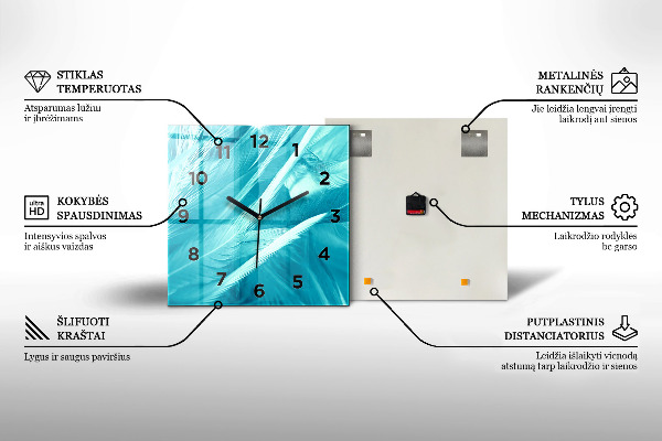 Čtvercové nástěnné hodiny Surová zeď