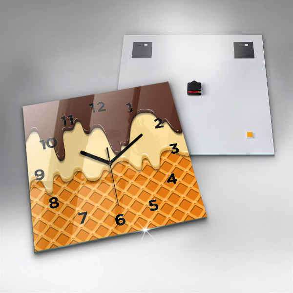 Čtvercové nástěnné hodiny Oplatky a zmrzlina
