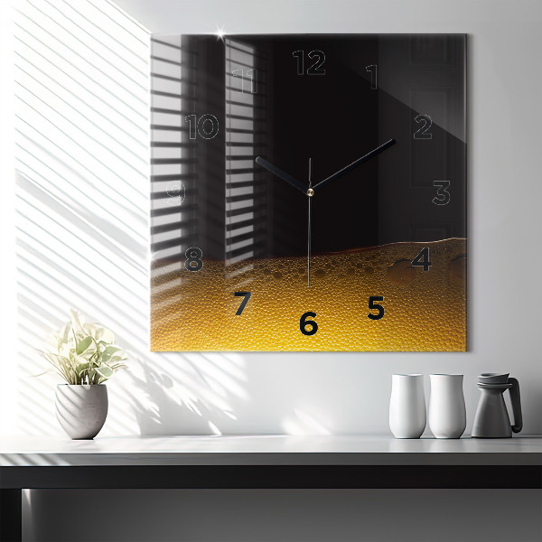 Čtvercové nástěnné hodiny Pomerančový džus