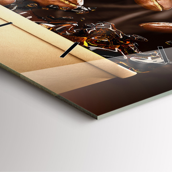 Čtvercové nástěnné hodiny Horká káva