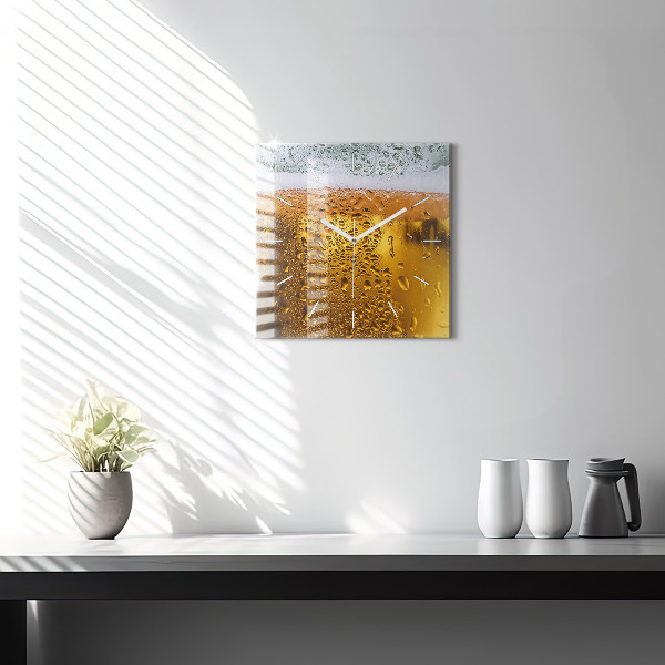 Čtvercové nástěnné hodiny Pivní hrnek