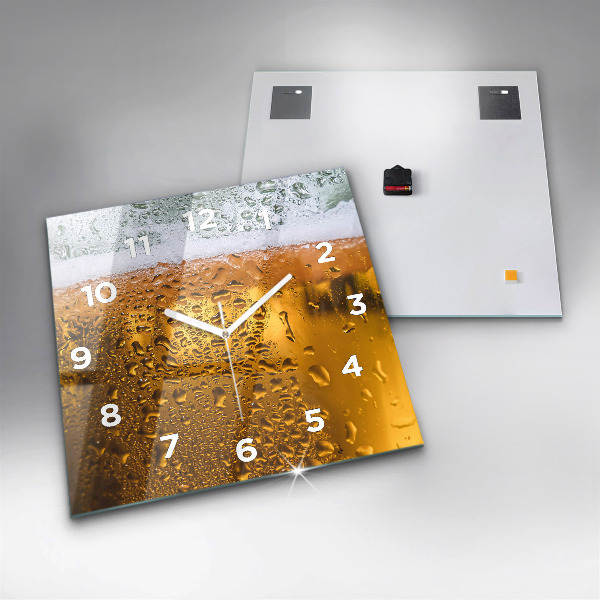 Čtvercové nástěnné hodiny Pivní hrnek