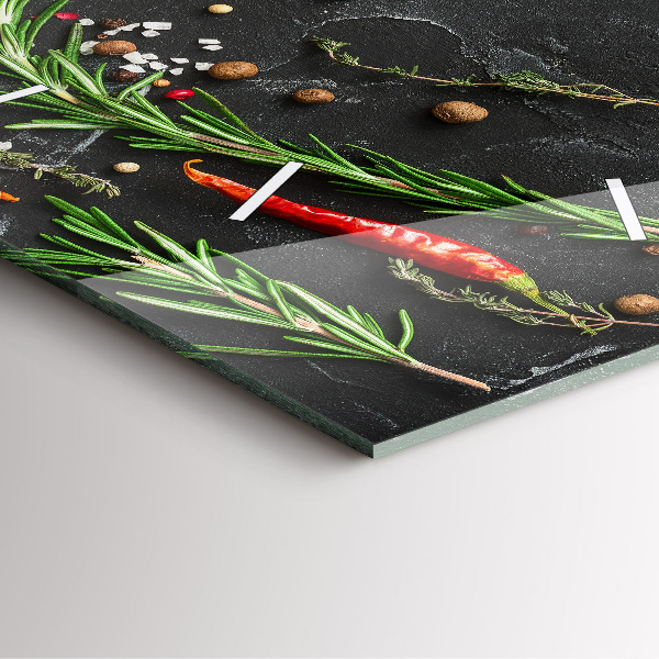 Čtvercové nástěnné hodiny Koření na pultu