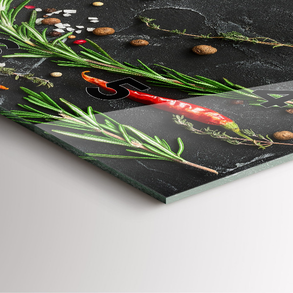 Čtvercové nástěnné hodiny Koření na pultu