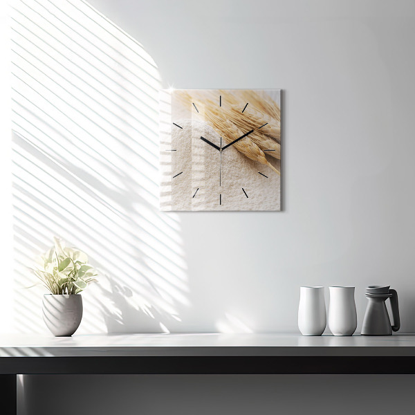 Čtvercové nástěnné hodiny Mouka a obilné klasy