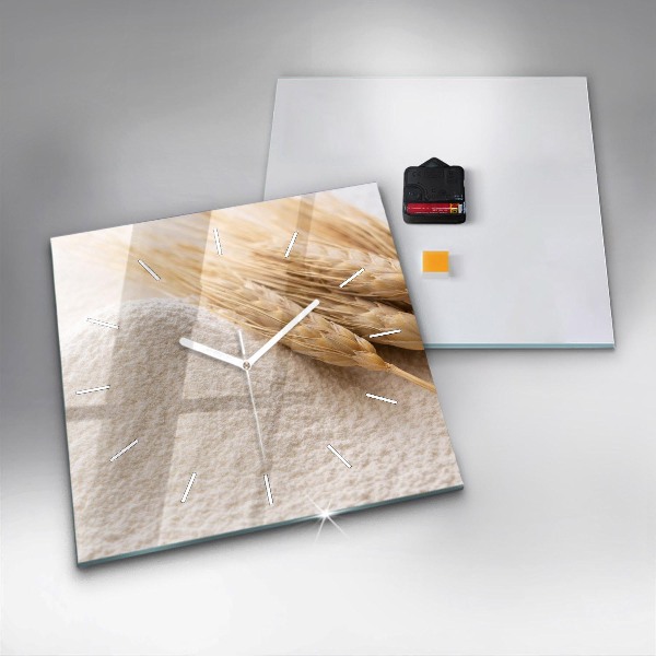 Čtvercové nástěnné hodiny Mouka a obilné klasy