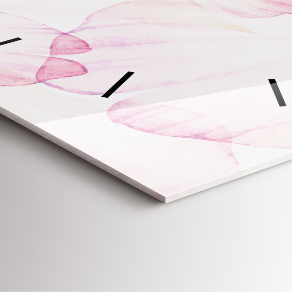 Skleněné hodiny čtvercové Akvarelové okvětní lístky