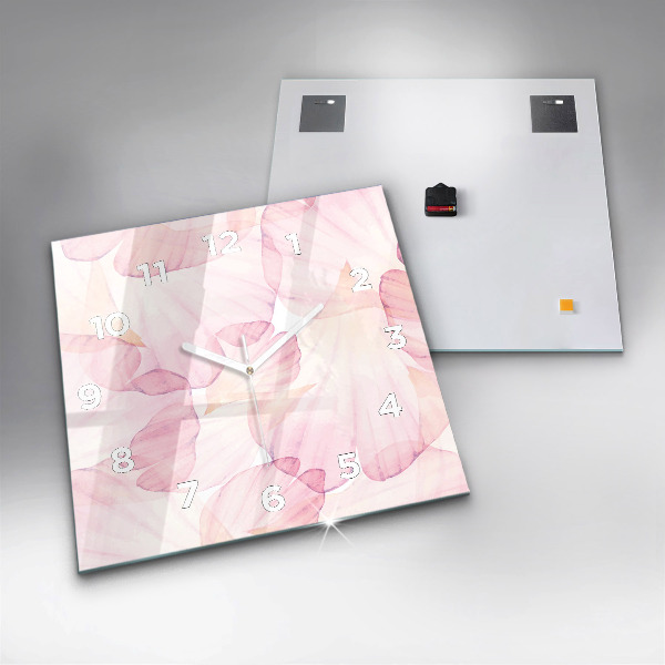 Skleněné hodiny čtvercové Akvarelové okvětní lístky