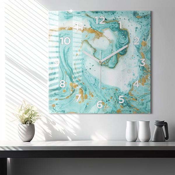 Čtvercové nástěnné hodiny Mramorová textura