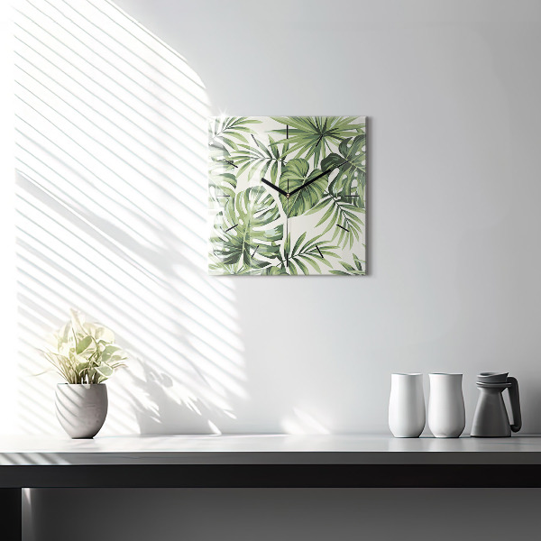 Čtvercové nástěnné hodiny Tropický vzor