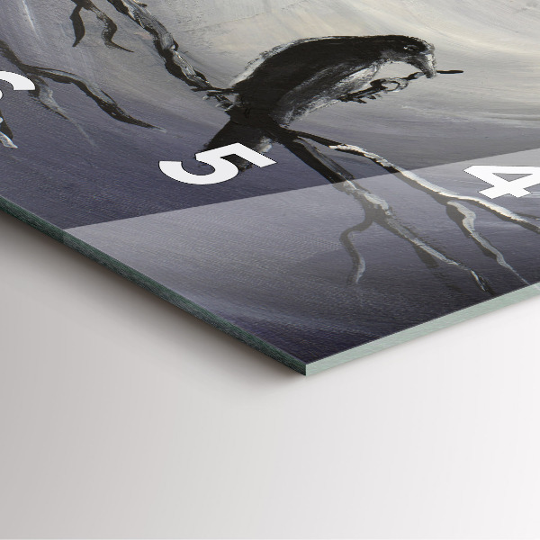 Čtvercové nástěnné hodiny Havran v měsíčním světle