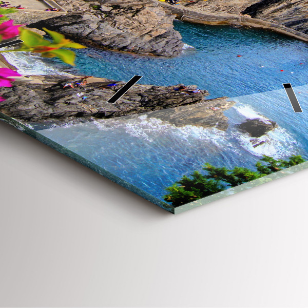 Skleněné hodiny čtvercové Pobřeží Cinque Terre