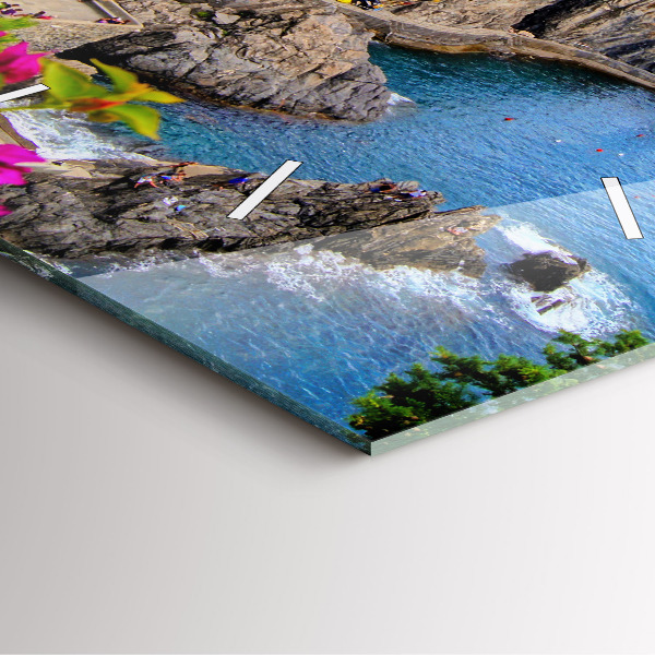 Skleněné hodiny čtvercové Pobřeží Cinque Terre