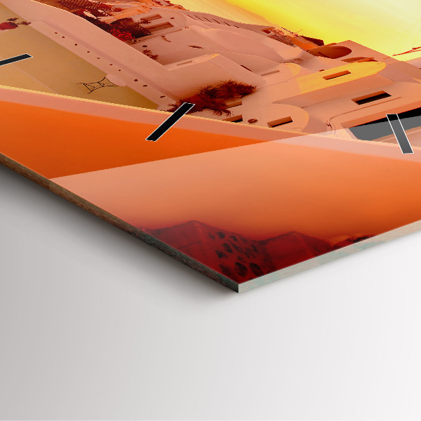 Skleněné hodiny čtvercové Starý větrný mlýn na Santorini