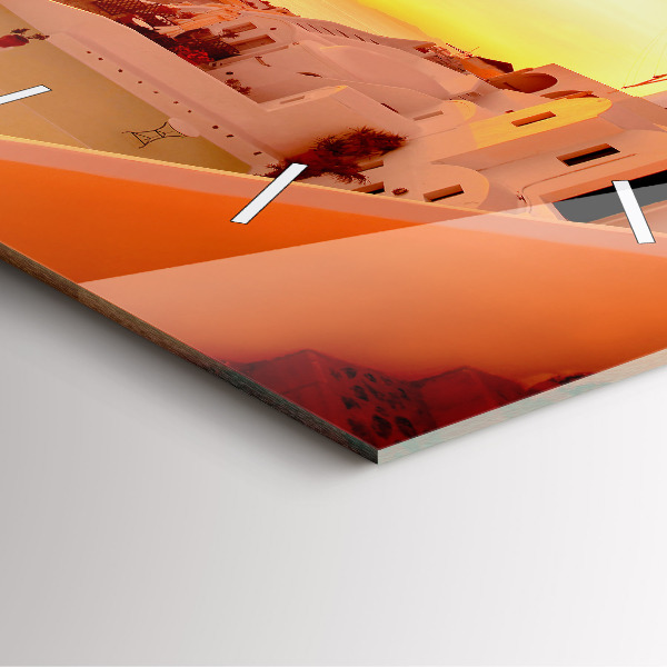 Skleněné hodiny čtvercové Starý větrný mlýn na Santorini