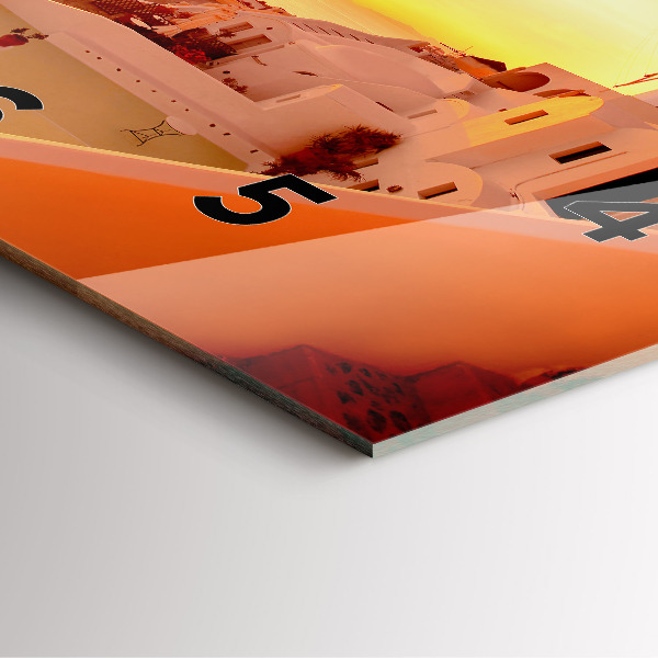 Skleněné hodiny čtvercové Starý větrný mlýn na Santorini