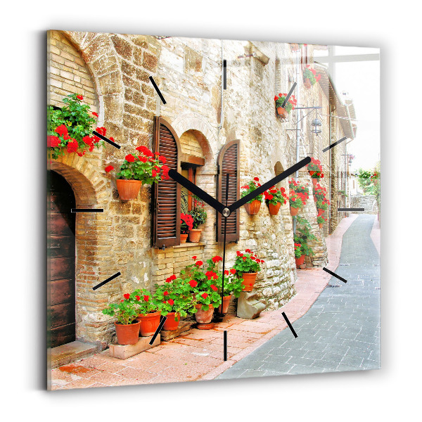Skleněné hodiny čtvercové Malebná ulice
