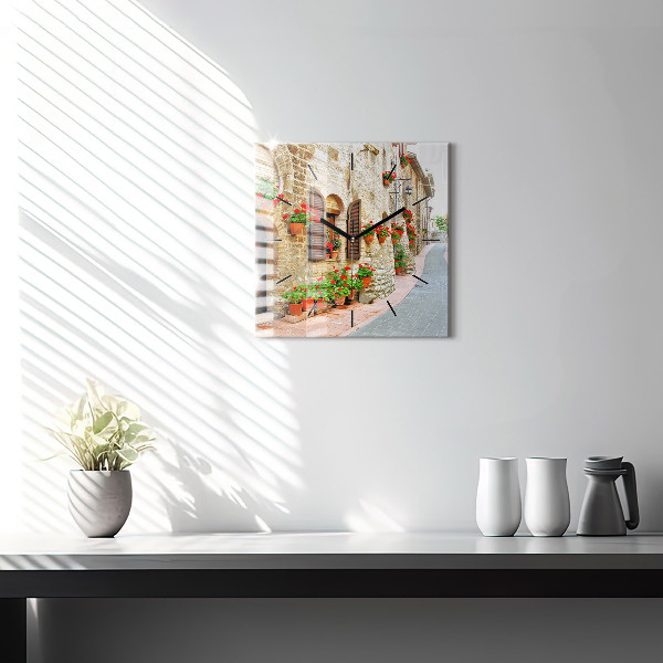 Skleněné hodiny čtvercové Malebná ulice