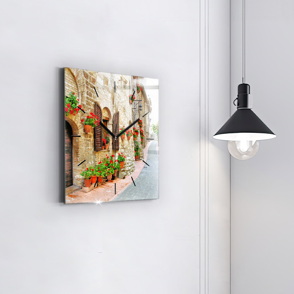 Skleněné hodiny čtvercové Malebná ulice