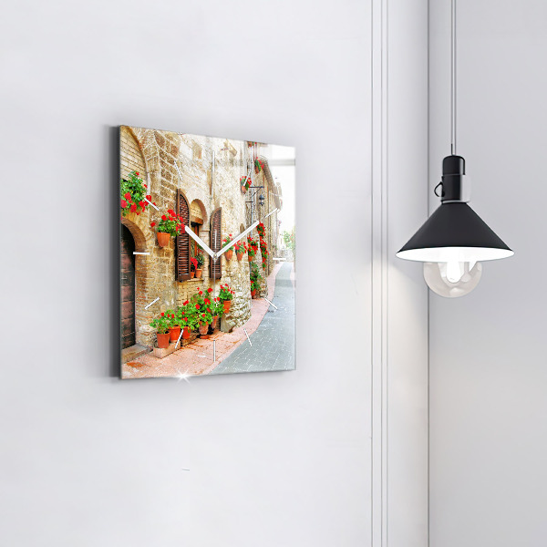 Skleněné hodiny čtvercové Malebná ulice