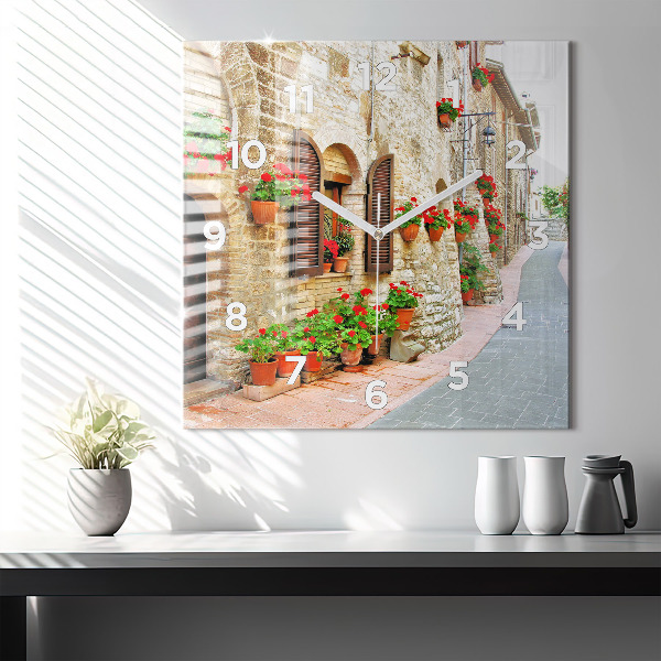 Skleněné hodiny čtvercové Malebná ulice