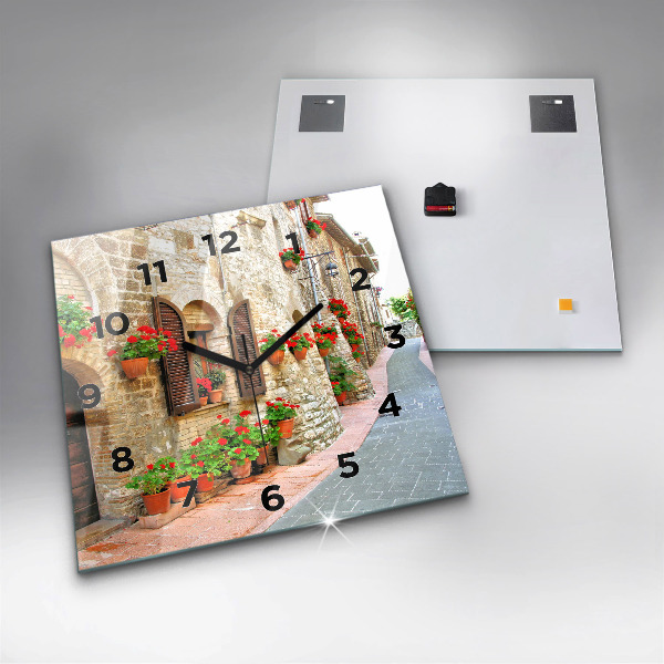 Skleněné hodiny čtvercové Malebná ulice