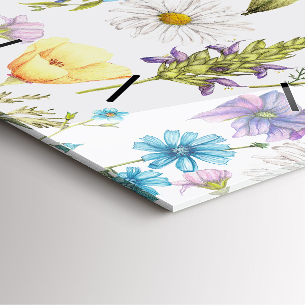 Skleněné hodiny čtvercové Kompozice květin