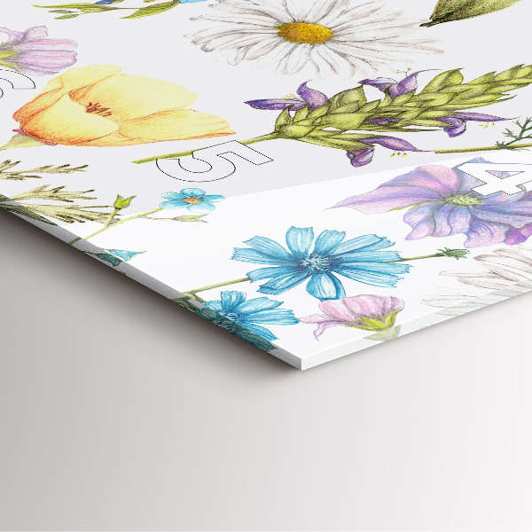 Skleněné hodiny čtvercové Kompozice květin