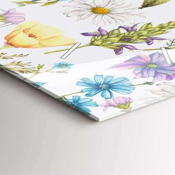 Skleněné hodiny čtvercové Kompozice květin