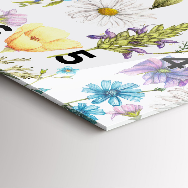 Skleněné hodiny čtvercové Kompozice květin