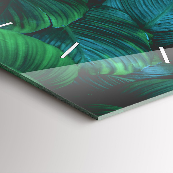 Skleněné hodiny čtvercové Příroda listy