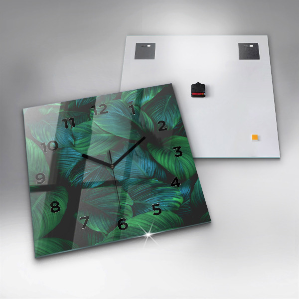 Skleněné hodiny čtvercové Příroda listy