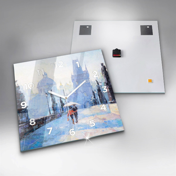 Skleněné hodiny čtvercové Olejomalba