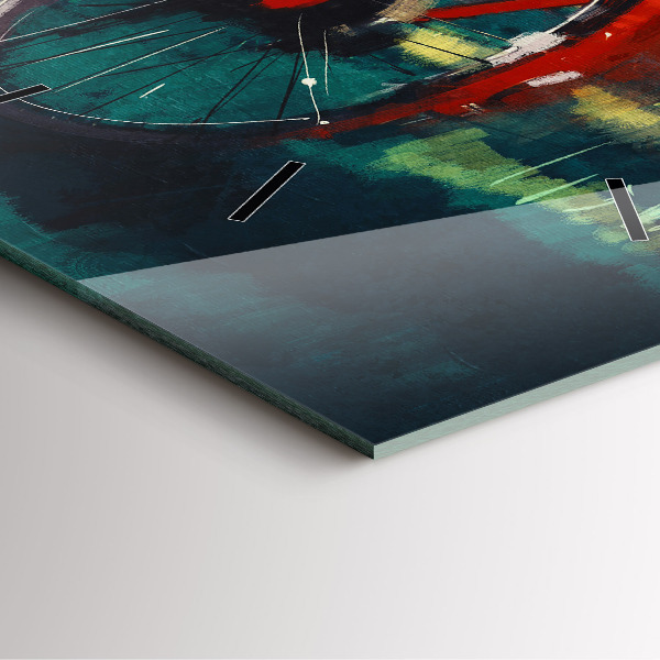 Skleněné hodiny čtvercové Malované jízdní kolo