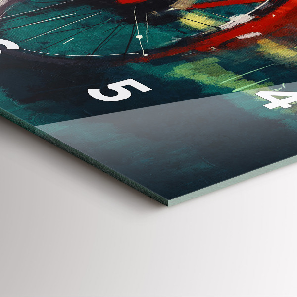 Skleněné hodiny čtvercové Malované jízdní kolo