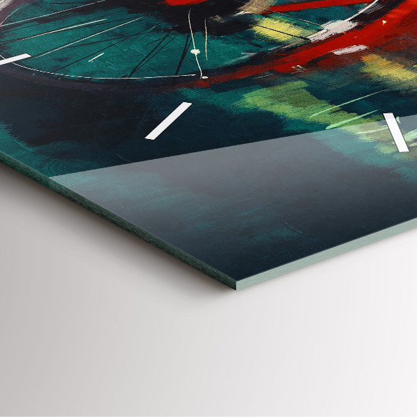 Skleněné hodiny čtvercové Malované jízdní kolo