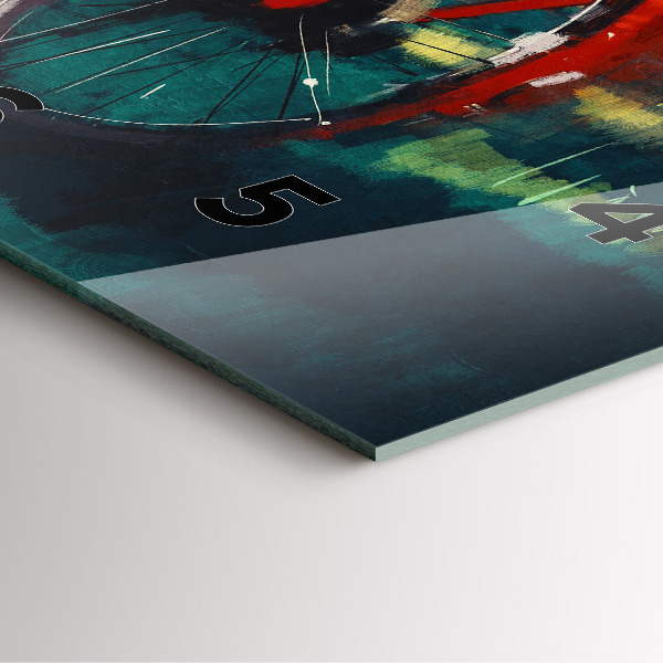 Skleněné hodiny čtvercové Malované jízdní kolo