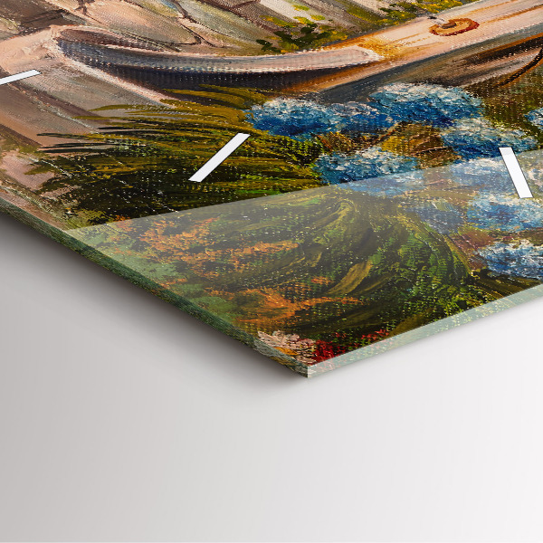 Skleněné hodiny čtvercové Olejová kompozice v lese