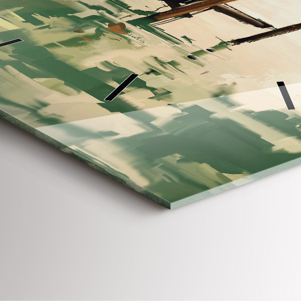 Skleněné hodiny čtvercové Rybářské lodě v přístavu