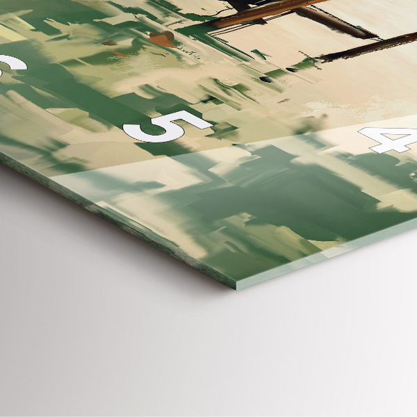 Skleněné hodiny čtvercové Rybářské lodě v přístavu